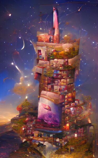 Цифровое искусство под названием "Tower Pico" - Judith Simonis, Подлинное произведение искусства, Цифровая живопись