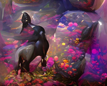 Цифровое искусство под названием "Flowery Stone" - Judith Simonis, Подлинное произведение искусства, Цифровая живопись