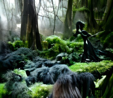 Digital Arts titled "Mossy Wood" by Judith Simonis, Original Artwork, Digital Painting
