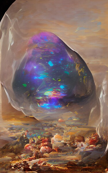 Digitale Kunst mit dem Titel "Black Opal" von Judith Simonis, Original-Kunstwerk, Digitale Malerei