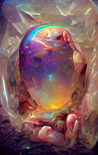 Arts numériques intitulée "Opal Egg" par Judith Simonis, Œuvre d'art originale, Peinture numérique