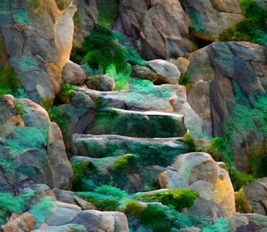 Digital Arts titled "Stoney Stairway" by Judith Simonis, Original Artwork, Digital Painting
