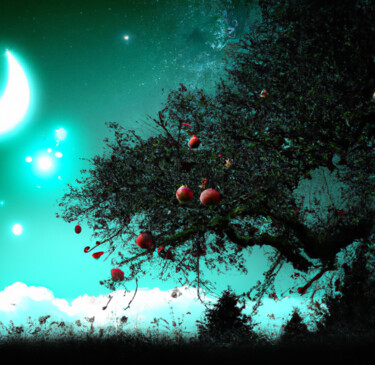 Arts numériques intitulée "Apples On Venus" par Judith Simonis, Œuvre d'art originale, Image générée par l'IA