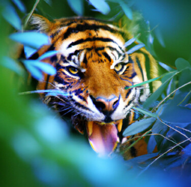 Digitale Kunst mit dem Titel "Tiger" von Judith Simonis, Original-Kunstwerk, KI-generiertes Bild