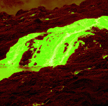 Digital Arts titled "Green Lava" by Judith Simonis, Original Artwork, AI generated image