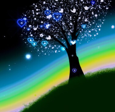 Digitale Kunst mit dem Titel "Tree Of Hearts 1" von Judith Simonis, Original-Kunstwerk, 2D digitale Arbeit