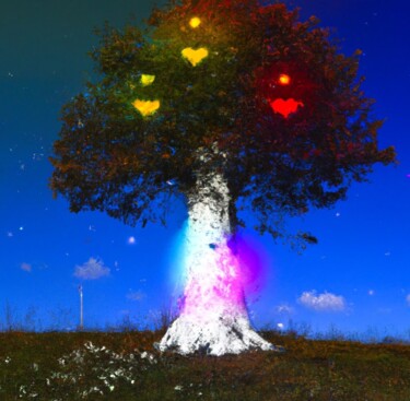 Digitale Kunst mit dem Titel "Holy Tree" von Judith Simonis, Original-Kunstwerk, KI-generiertes Bild