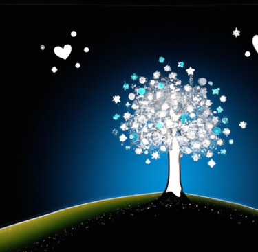 Arte digitale intitolato "Tree Of Hearts 2" da Judith Simonis, Opera d'arte originale, Immagine generata dall'IA