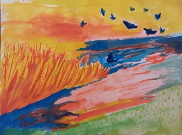 Peinture intitulée "Der Priel" par Judith Simonis, Œuvre d'art originale, Aquarelle