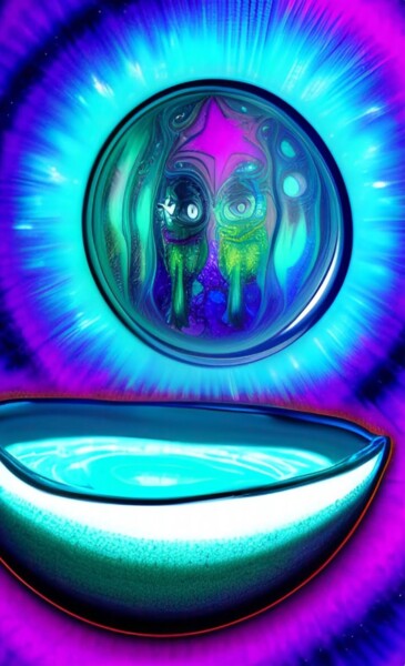 Digitale Kunst mit dem Titel "Glowing Bowl" von Judith Simonis, Original-Kunstwerk, KI-generiertes Bild
