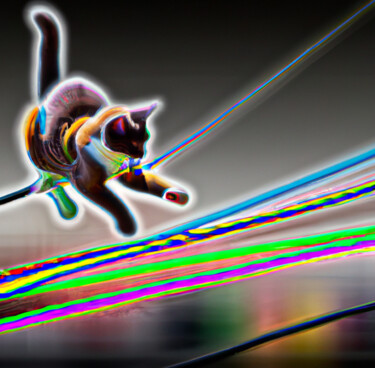 Arts numériques intitulée "Cat On A String" par Judith Simonis, Œuvre d'art originale, Image générée par l'IA