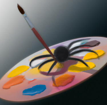 Digitale Kunst mit dem Titel "Paint Spider" von Judith Simonis, Original-Kunstwerk, KI-generiertes Bild