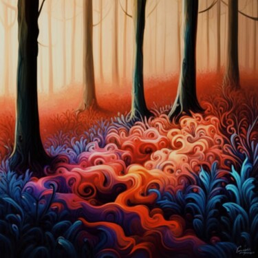 Digital Arts titled "Light In The Wood" by Judith Simonis, Original Artwork, AI generated image