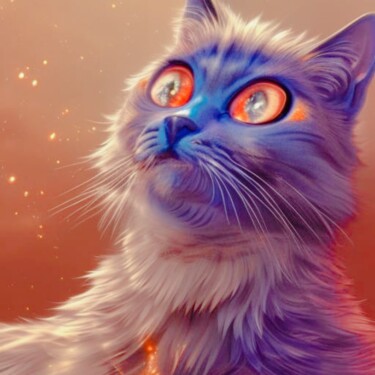Digitale Kunst mit dem Titel "Stunning Meow" von Judith Simonis, Original-Kunstwerk, KI-generiertes Bild