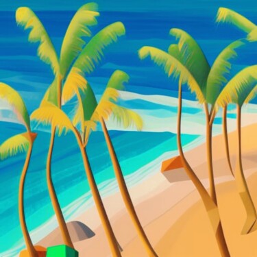 "Palm Beach" başlıklı Dijital Sanat Judith Simonis tarafından, Orijinal sanat, AI tarafından oluşturulan görüntü
