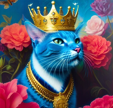 Grafika cyfrowa / sztuka generowana cyfrowo zatytułowany „King Cat” autorstwa Judith Simonis, Oryginalna praca, Obraz genero…