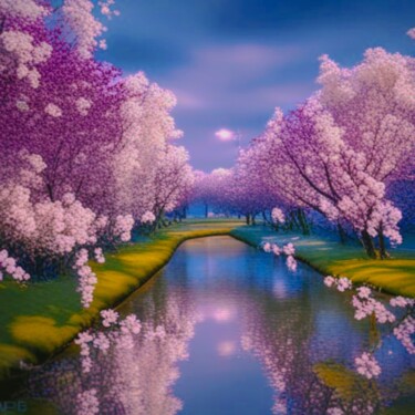 Цифровое искусство под названием "Cherry Blossom" - Judith Simonis, Подлинное произведение искусства, Изображение, сгенериро…