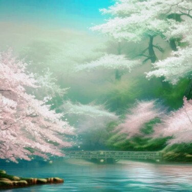 Arte digitale intitolato "Cherry Blossom II" da Judith Simonis, Opera d'arte originale, Immagine generata dall'IA