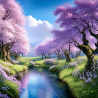 Digital Arts titled "Cherry Blossom III" by Judith Simonis, Original Artwork, AI generated image