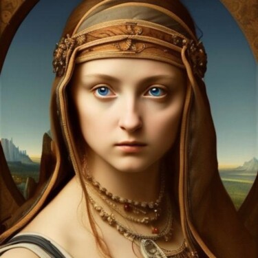Digitale Kunst getiteld "Mona Liselotte" door Judith Simonis, Origineel Kunstwerk, AI gegenereerde afbeelding