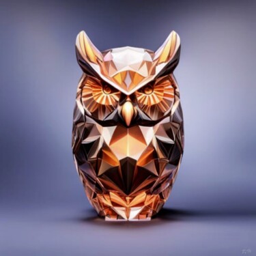 Digitale Kunst mit dem Titel "Crystal Owl" von Judith Simonis, Original-Kunstwerk, KI-generiertes Bild