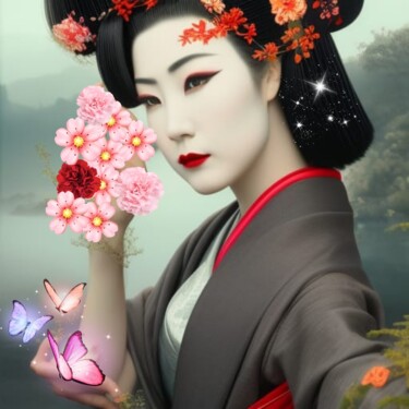 Arts numériques intitulée "Perfect Geisha" par Judith Simonis, Œuvre d'art originale, Travail numérique 2D