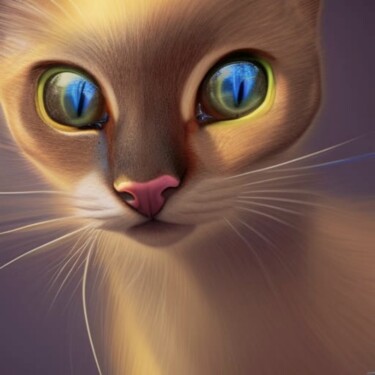 Цифровое искусство под названием "Curious Cat" - Judith Simonis, Подлинное произведение искусства, Изображение, сгенерирован…