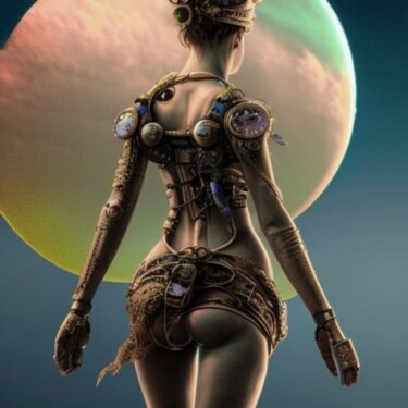 "Steampunk Woman" başlıklı Dijital Sanat Judith Simonis tarafından, Orijinal sanat, AI tarafından oluşturulan görüntü