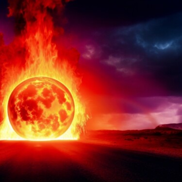 Arte digital titulada "Great Ball Of Fire" por Judith Simonis, Obra de arte original, Imagen generada por IA
