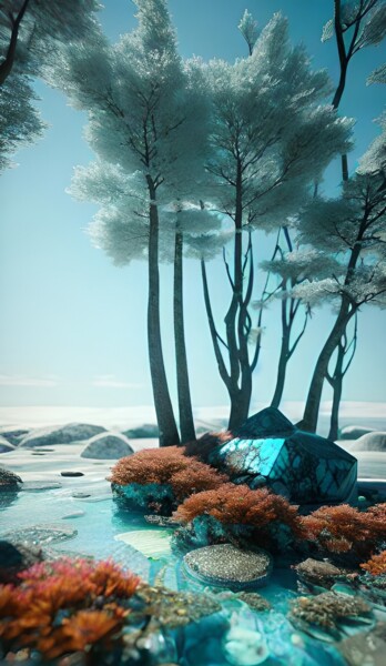 Digitale Kunst mit dem Titel "Eiswald" von Judith Simonis, Original-Kunstwerk, KI-generiertes Bild