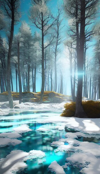 Digitale Kunst getiteld "Frozen Beauty" door Judith Simonis, Origineel Kunstwerk, AI gegenereerde afbeelding