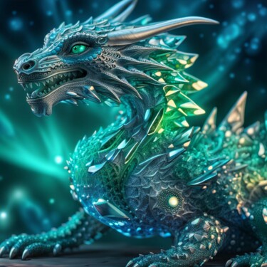 Arts numériques intitulée "Crystal Dragon" par Judith Simonis, Œuvre d'art originale, Image générée par l'IA