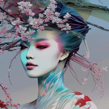 Digitale Kunst mit dem Titel "Sakura" von Judith Simonis, Original-Kunstwerk, KI-generiertes Bild