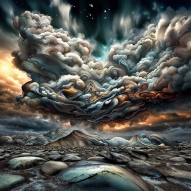 Digitale Kunst getiteld "Cloudscape" door Judith Simonis, Origineel Kunstwerk, AI gegenereerde afbeelding