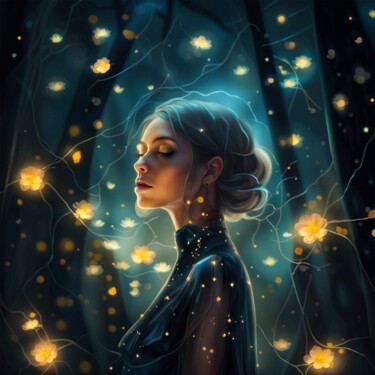 Arte digitale intitolato "Fireflies" da Judith Simonis, Opera d'arte originale, Immagine generata dall'IA