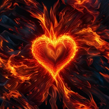 Arte digitale intitolato "My Heart Is A Flame…" da Judith Simonis, Opera d'arte originale, Immagine generata dall'IA
