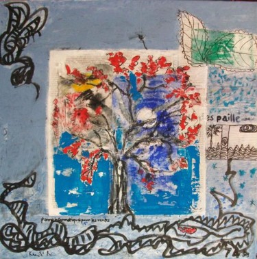 Peinture intitulée "BIRD AND TREE" par Judith Kaantor, Œuvre d'art originale