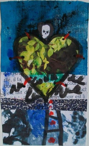 Peinture intitulée "Green heart" par Judith Kaantor, Œuvre d'art originale