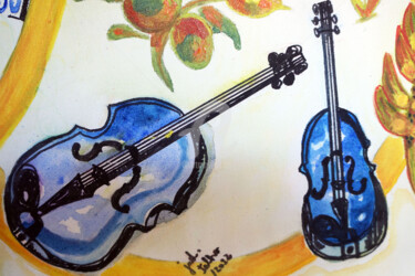 Pintura intitulada "Duo de Violinos Orq…" por Judjesus, Obras de arte originais, Acrílico
