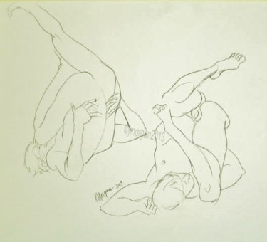 Drawing titled "Tumblers" by Judy Morgan, Original Artwork, Charcoal