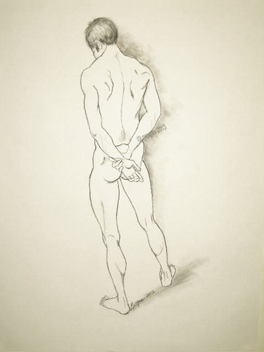 Drawing titled "Pensive" by Judy Morgan, Original Artwork, Charcoal