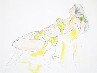 Drawing titled "Belly Dancer 1" by Judy Morgan, Original Artwork, Charcoal