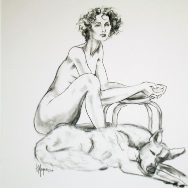 Drawing titled "w9415" by Judy Morgan, Original Artwork, Charcoal