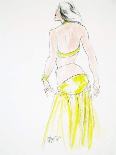 Drawing titled "Belly Dancer 3" by Judy Morgan, Original Artwork, Charcoal