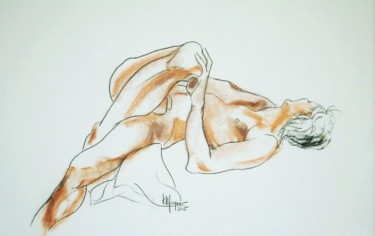 Rysunek zatytułowany „Masculine movement” autorstwa Judy Morgan, Oryginalna praca, Węgiel drzewny