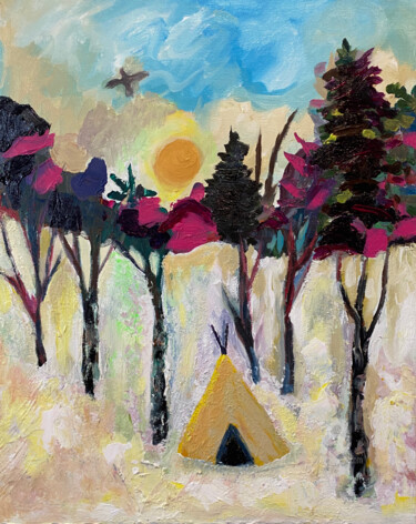 Peinture intitulée "Chaleur en hiver" par Judydcreates, Œuvre d'art originale, Acrylique