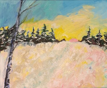 Painting titled "Winter walk in the…" by Judydcreates, Original Artwork, Acrylic Mounted on Wood Stretcher frame