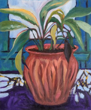 Painting titled "Plante Grandiose/Pr…" by Judydcreates, Original Artwork, Oil