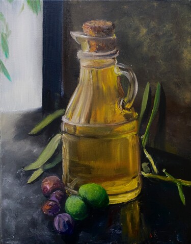 Painting titled "Olive Oil" by Judy Rioux, Original Artwork, Oil
