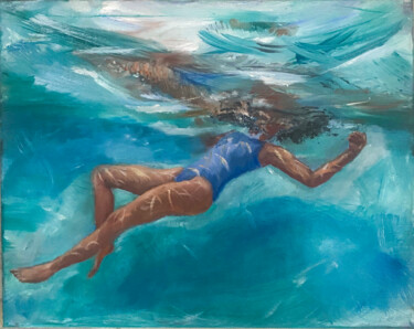 Painting titled "Floating" by Judy Rioux, Original Artwork, Oil